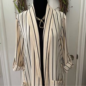 Long cream and striped blazer
